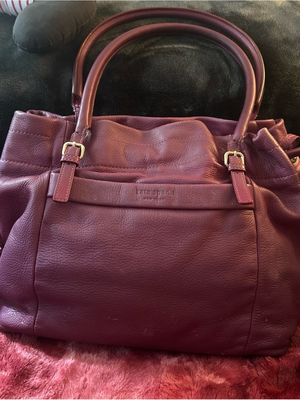 kate spade Westbury Opus Berry Leather Tote with Double Handles